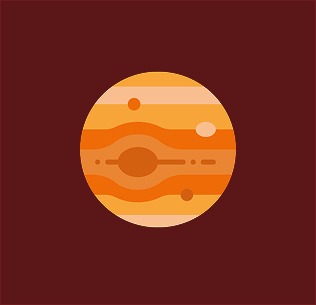 Jupiter Sticker with brown background and planet is brown yellow