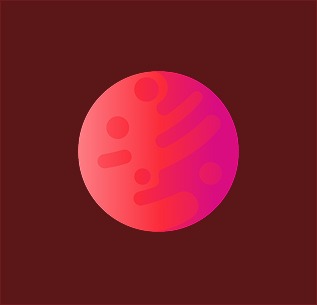 Mercury Sticker with brown background and planet is pink