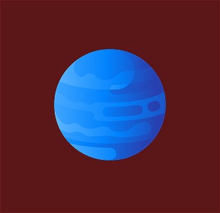 Neptune Sticker with brown background and planet is Deep Blue and cold