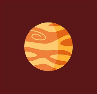 Venus Sticker with brown background and planet is Yellow
