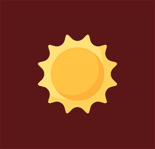 Sun Sticker with brown background and planet is hot Yellow