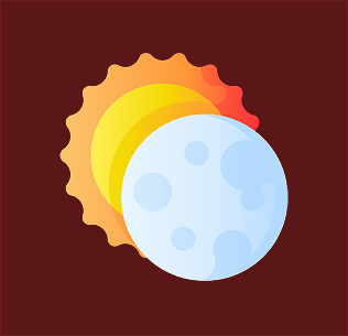 Solar Eclipse Sticker moon covering it in a brown background