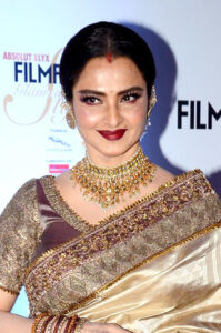 Photo of Rekha by Bollywood Hungama, licensed under CC BY 3.0 with permission confirmed via Wikimedia VRT. Personality rights may still apply for commercial or promotional reuse.