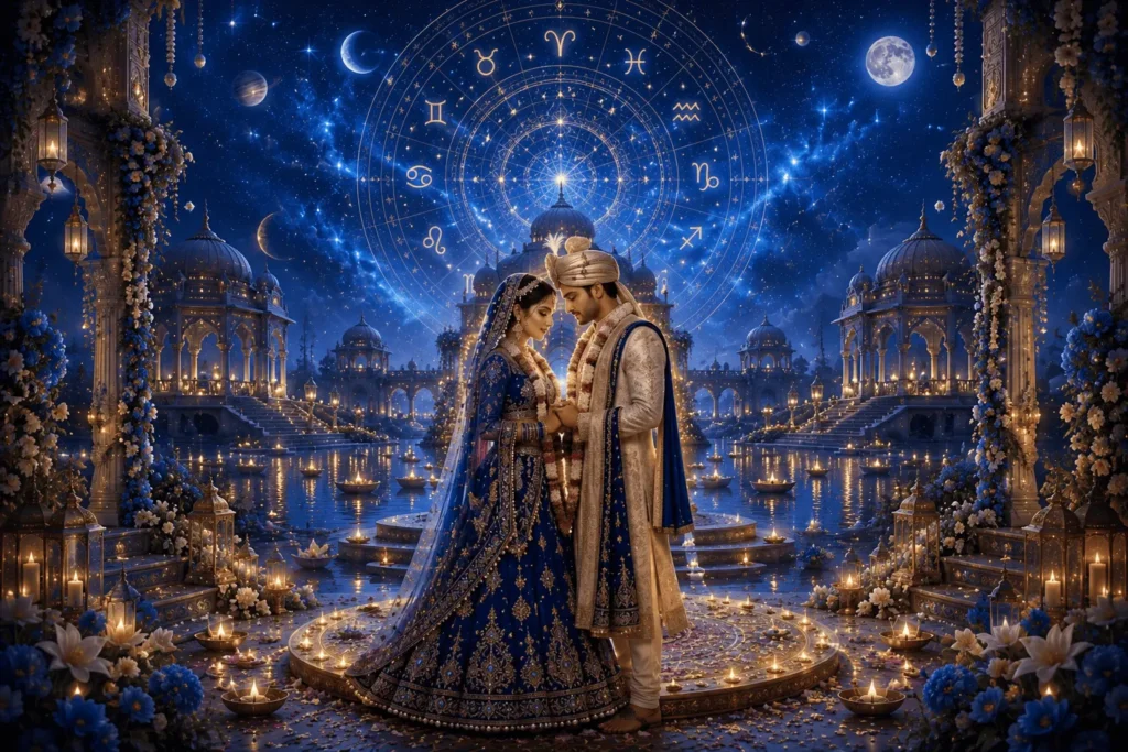 Ai image marriage Indian Blueish Astrology